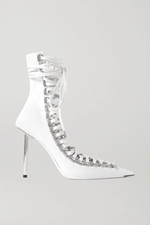 White Corset lace-up leather ankle boots | Balenciaga | NET-A-PORTER