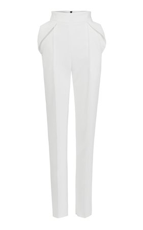 Prolific pleated cady tapered white pant