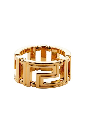 Shop Versace Greca-detail ring with Express Delivery - FARFETCH