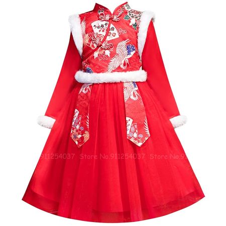 4 estilo crianças meninas estilo chinês tradicional hanfu cheongsam vestido crianças roupas de ano novo bordado oriental qipao vestidos| | - AliExpress