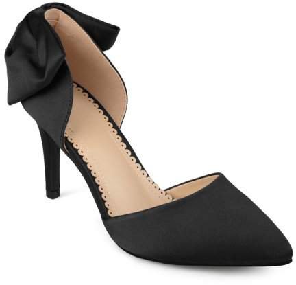 Womens Satin D'orsay Pointed Toe Bow Pumps