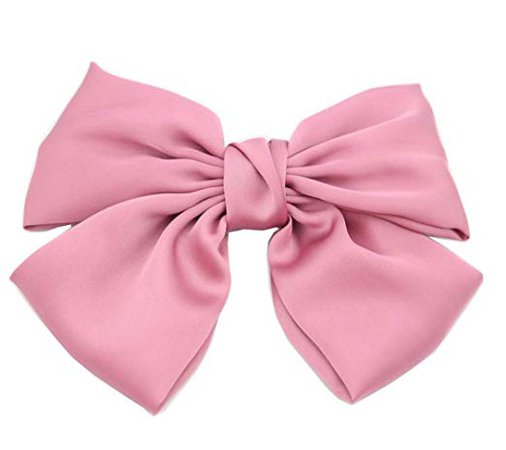 Amazon.com: 1PCS Big Pink Hair Bows Decorative Hair Clips Butterfly Barrettes Silk Hair Bow Satin and Spring Clip Hairpins for Lady Girls Long Hair Style: Beauty