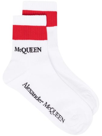 Alexander McQueen stripe-trim Logo Socks - Farfetch