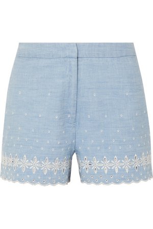 J.Crew | Broderie anglaise cotton-chambray shorts | NET-A-PORTER.COM