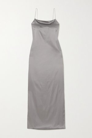 Gray Open-back stretch-silk satin maxi dress | Helmut Lang | NET-A-PORTER