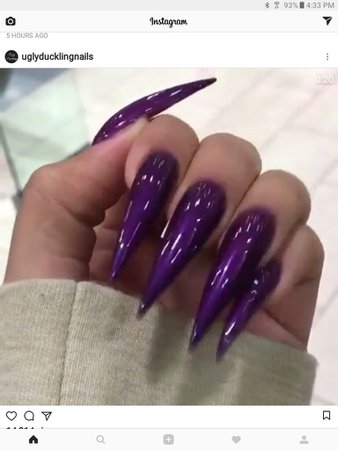 Long Purple Stiletto Nails