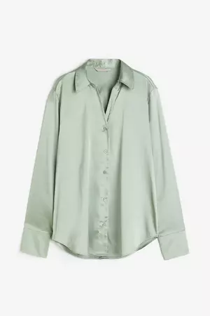 Blusa con escote en V - Verde claro - Ladies | H&M MX