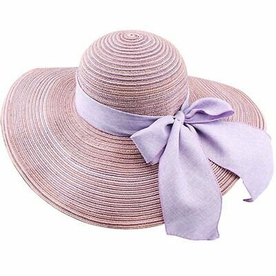 Women Wide Brim Straw Hat Fashion Ladies Lux Bow Modern Design Summer Beach Girl | eBay