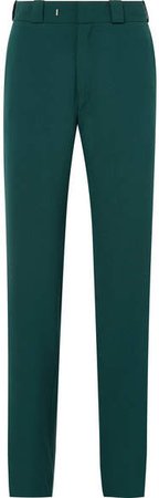 High Heel Cutout Twill Straight-leg Pants - Forest green