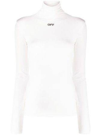Off-White logo-print rollneck shirt