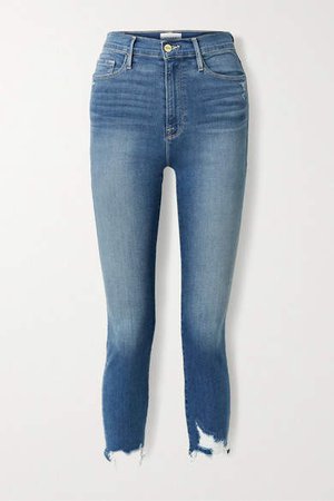 Ali Cropped Distressed High-rise Skinny Jeans - Mid denim