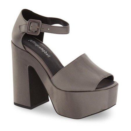 Grey Chunky Platform Sandal Heels