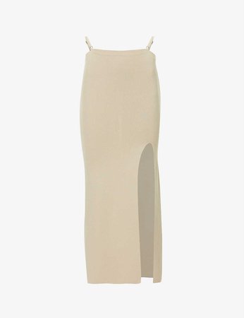 AYA MUSE - Diamond-knit slit-detail stretch midi skirt | Selfridges.com