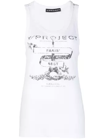 Y/Project logo-print Cotton Tank Top - Farfetch