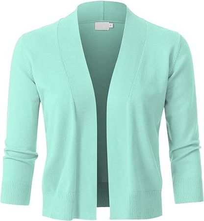 JSCEND Womens Classic 3/4 Sleeve Open Front Cropped Bolero Cardigan (S~3XL) at Amazon Women’s Clothing store