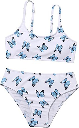 Amazon.com: Romwe Gril's Floral Print Bikini Bathing Suit Wireless 2 Piece Swimsuit Blue and White 160 : Clothing, Shoes & Jewelry