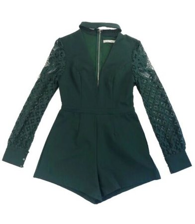 Street Heart Women's Spring Dark Green Floral Lace Play Jump Suit Romper Size 10 | eBay