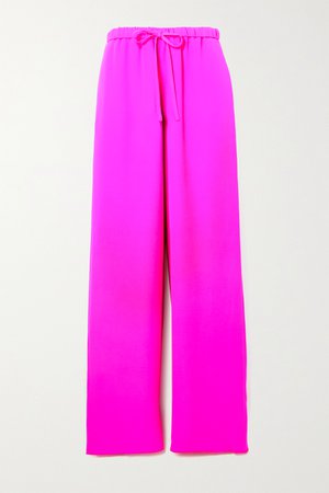 Pink Silk-crepe wide-leg pants | Valentino | NET-A-PORTER