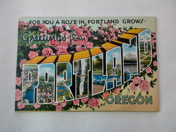 60s 70s vintage large letter Portland Oregon folding postcard | Etsy