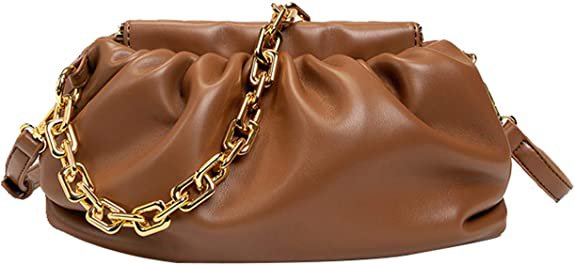 Women's Chain Pouch Bag Cloud-Shaped Dumpling Clutch Purse Fashion Trendy Shoulder Crossbody Handbag Ruched Chain Link Bag (Black): Handbags: Amazon.com