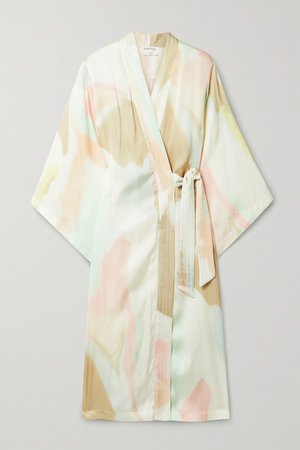 Green Patchouli belted printed satin robe | Love Stories | NET-A-PORTER