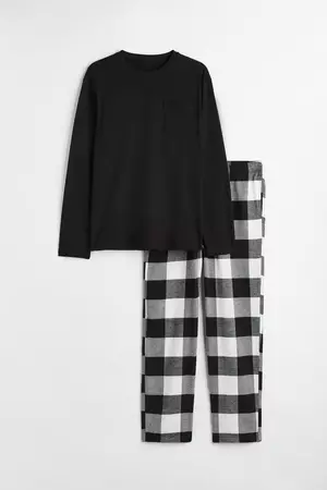 Regular Fit Pajamas - Black/plaid - Men | H&M US