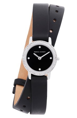 Rebecca Minkoff Major Double Wrap Leather Strap Watch, 22mm | Nordstrom