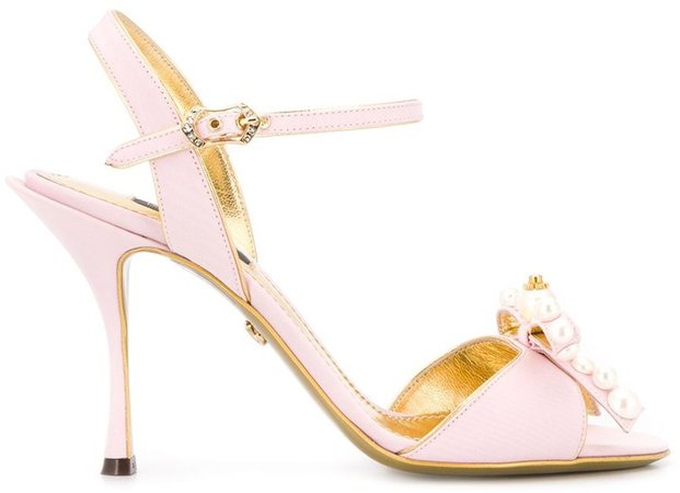 Pearl-Embellished High Heel Sandals