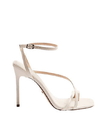 Topshop strappy heeled shoes in cream