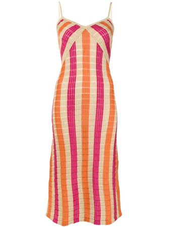 Orange Suboo Striped Knit Slip Dress For Women | Farfetch.com