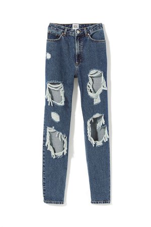 BDG High-Waisted Mom Jean – Destroyed Medium Wash | Urban Outfitters