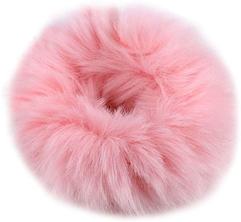 FENGLANG 2Pcs Fashion Fluffy Furry Scrunchie Elastic Hair Ring Rope Band Tie (Pink): Amazon.co.uk: Beauty