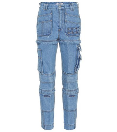 Multi-zip high-waisted jeans