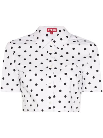 Staud Cropped Polka-Dot Shirt 1483086WHDT White | Farfetch