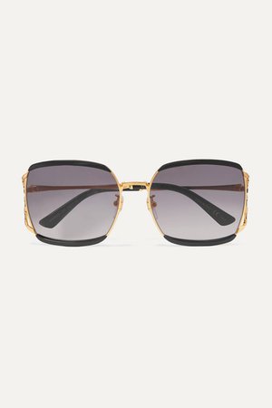 Gucci | Fork square-frame acetate and gold-tone sunglasses | NET-A-PORTER.COM