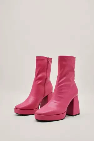 Faux Leather Platform Sock Boot | Nasty Gal