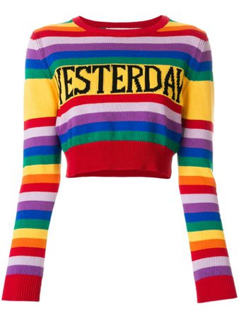 Alberta Ferretti Yesterday rainbow stripe cropped sweater