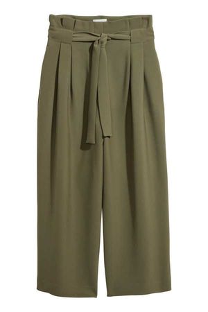 Wide trousers | Khaki green | LADIES | H&M NZ