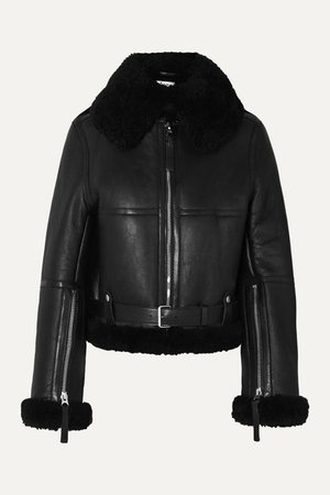 Acne Studios | Raf leather-trimmed shearling jacket | NET-A-PORTER.COM