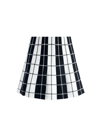 Carter Pleated Mini Skirt In Off White/black | Alice And Olivia