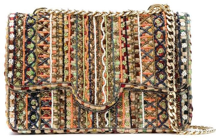 Isla embroidered tweed maxi bag