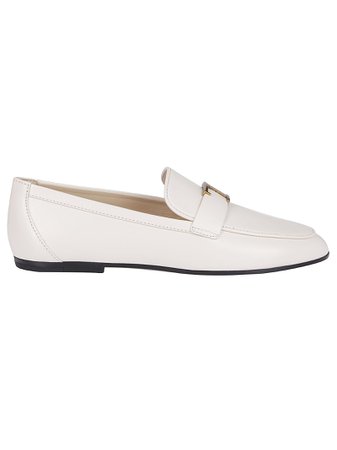Tods White Leather Loafers