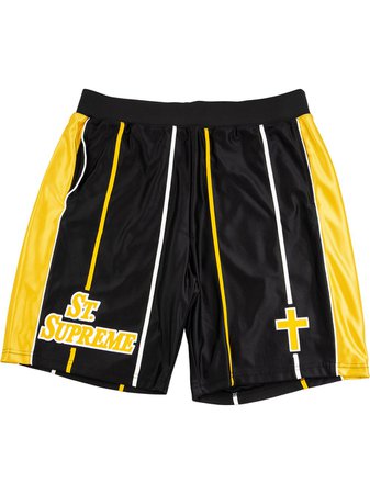 Shop black & yellow Supreme logo-print basketball shorts with Express Delivery - Farfetch