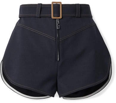 Monumental Belted Woven Shorts - Midnight blue