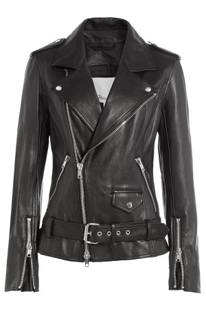 Leather Biker Jacket Gr. US 2