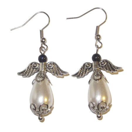 SATIN CRYSTALS Angel Pearl Earrings