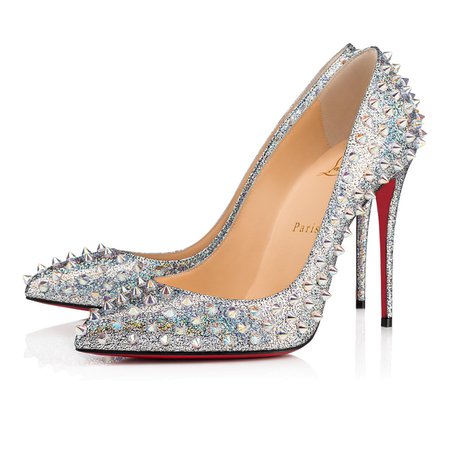 Follies Spikes 100 Silver/Clear Ab Nappa Mica - Women Shoes - Christian Louboutin