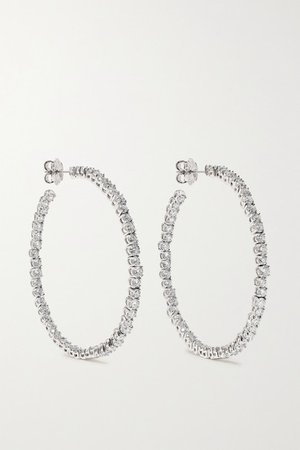 Suzanne Kalan | 18-karat white gold diamond hoop earrings | NET-A-PORTER.COM