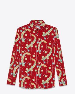 Saint Laurent Multicolor Kimono Print Shirt