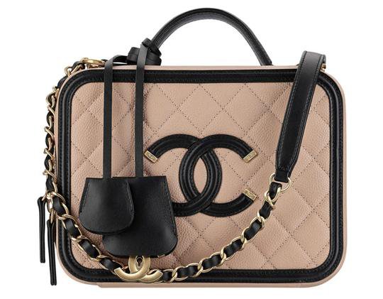 Chanel Shoulder Vanity Case Box Sold Out Medium Cc Filigree Top Handle Beige Leather Cross Body Bag - Tradesy